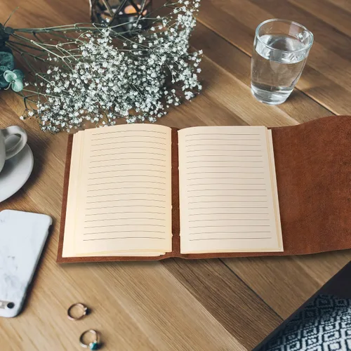 Miniatura 2 de Diario de cuero con papel para cuaderno rayado - MOONSTER® Diarios encuadernados en cuero para escribir para mujeres y hombres, 18x13cm Cuadernos