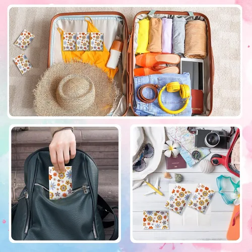 Miniatura 5 de Sinmoe Paquete de 50 pañuelos florales con bolsillo, paquetes de viaje a granel de 3 capas pequeñas florales de viaje faciales individuales de papel