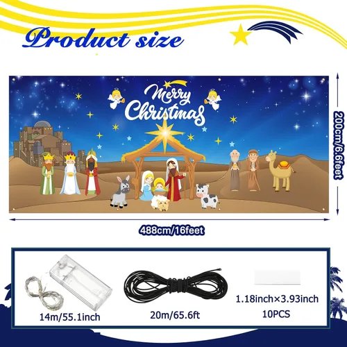Miniatura 2 de Ganeen 6.4x16 pies de luz de cadena LED 2025 para puerta de garaje de Navidad, gran decoración rústica para puerta de garaje de Navidad, cubierta