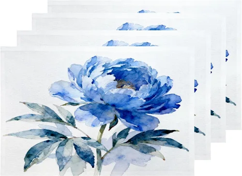 Miniatura 65 de Shrahala Hermosos manteles individuales de flores de rosas, hermosas flores, elegantes manteles de lino de arpillera lavable, aislamiento térmico
