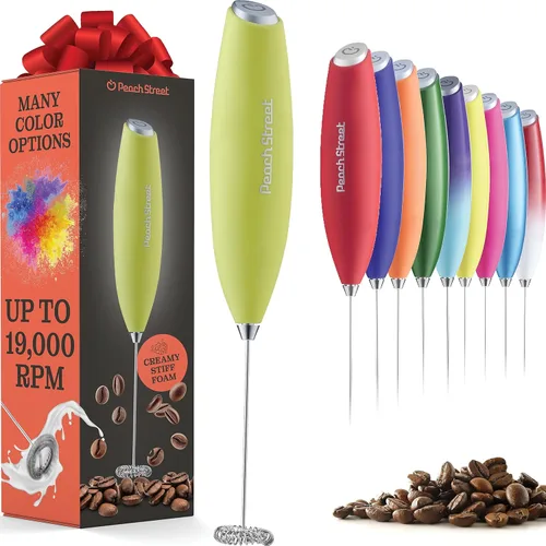 Miniatura 28 de Potente espumador de leche de mano, mini espumador de leche, funciona con pilas (no incluida), mezclador de bebidas de acero inoxidable para café