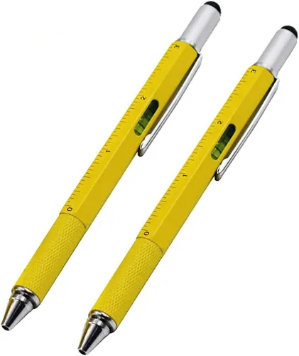 Lápiz capacitivo, bolígrafo multiherramienta 7 en 1 [lápiz táctil para pantalla, bolígrafo, regla, nivel, soporte para teléfono, sacacorchos,