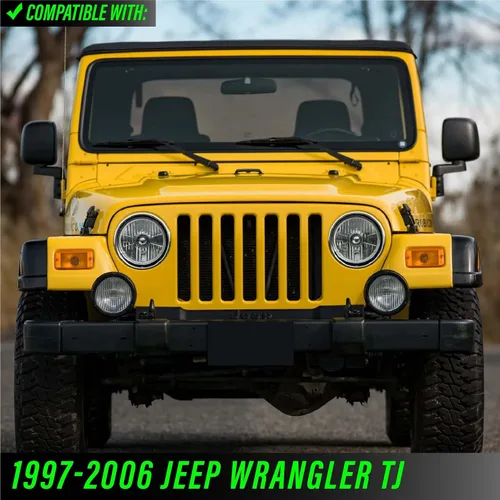 Miniatura 2 de USR 97-06 Wrangler TJ Faros LED de proyector redondos de 7" Pulgadas H6024 con carcasa negra 6024 Haz alto/bajo, faro sellado H6014 (Par) Compatible