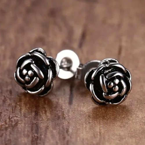 Miniatura 3 de Jude Jewelers Retro Vintage Acero Inoxidable Hipoalergénico Flor Rosa Declaración Fiesta Pendientes