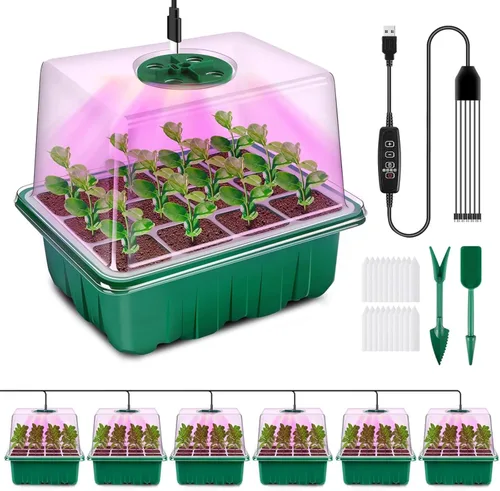 Miniatura 9 de Bandeja de inicio de semillas YAUNGEL con luz de crecimiento, kit de inicio de semillas de 4 piezas con controlador de temporización y brillo Negro