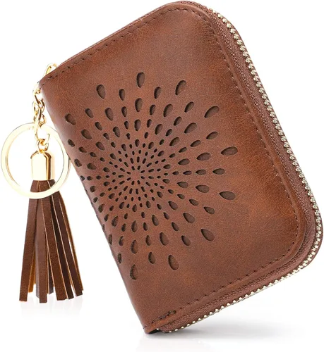 Miniatura 30 de APHISON RFID - Porta tarjeta de crédito con llavero, cartera pequeña con cremallera para mujer, Moderno