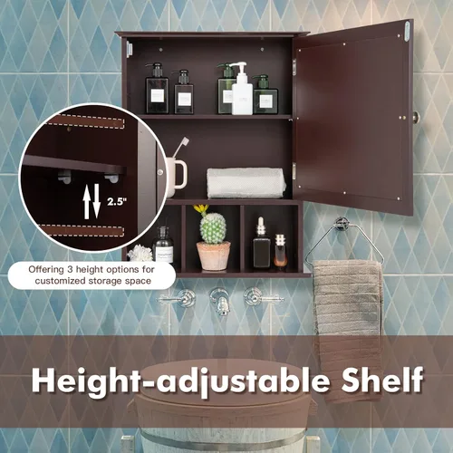 Miniatura 8 de GLACER Botiquín de baño con espejo, estante ajustable y compartimentos abiertos, armario con espejo montado en la pared, 20 x 6 x 24 pulgadas