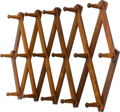 Miniatura 45 de Dseap Acordeón de pared: Perchero de pared expandible de madera de 16" de alto, soporte para sombreros, gancho de acordeón para gorras de béisbol