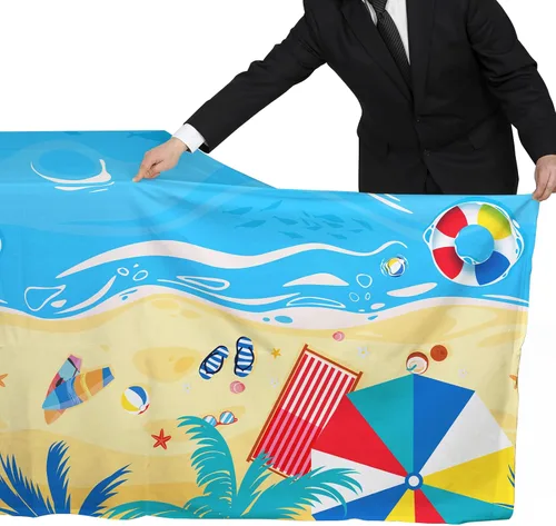 Miniatura 4 de Gatherfun Suministros para fiestas temáticas de playa, mantel desechable de plástico impermeable para fiestas hawaianas, decoraciones de cumpleaños