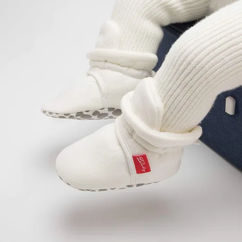 Miniatura 64 de Botines de forro polar para bebés, niños y niñas, pantuflas antideslizantes con agarre suave, zapatos de calcetín para recién nacidos, cuna