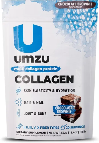 UMZU zuCollagen - Polvo de proteína de colágeno múltiple, chocolate – 5 tipos de colágeno I II III V X – Suplemento alto en proteínas bajo en