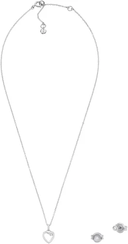 Skagen Juego de collar y aretes de plata de ley Elin y diamantes cultivados en laboratorio para mujer (modelo SKJS0035SET), Plata esterlina,