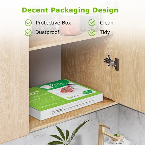 Miniatura 4 de Bonsenkitchen Bolsas selladoras al vacío precortadas, 50 bolsas selladoras de alimentos de 6" x 9" tamaño pinta, grado alimenticio, sin BPA