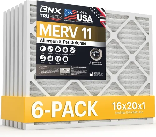 Miniatura 28 de BNX TruFilter - Filtro de aire MERV 11 de 18 x 20 x 1 pulgadas (paquete de 6) – Fabricado en Estados Unidos – Defensa contra Alérgenos Filtro