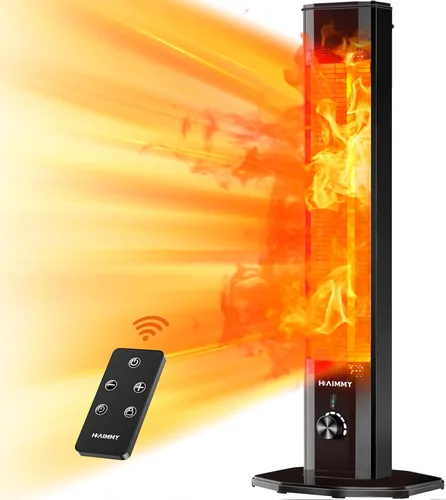 Calentador Eléctrico de Patio al Aire Libre, Haimmy Calentador Infrarrojo de 42 Pulgadas con Control Remoto, 9 Niveles de Calor, Temporizador de 9H,