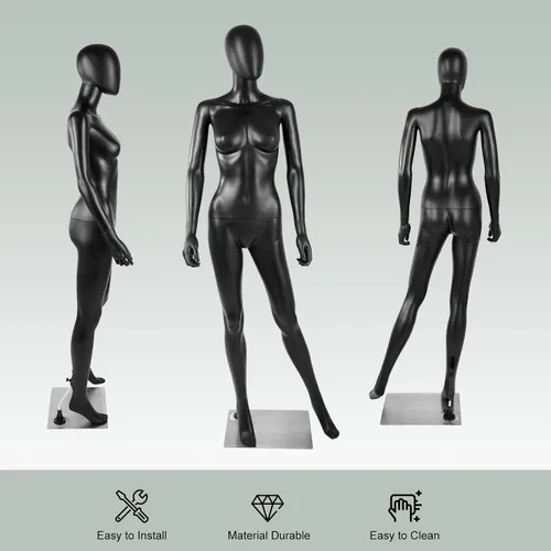 Miniatura 7 de Maniquí femenino de cuerpo completo negro - 70 pulgadas maniquí forma de vestido de exhibición de cuerpo completo maniquí Maniquí Torso Stand