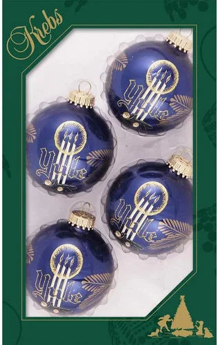 Miniatura 57 de Adornos de árbol de Navidad de vidrio - 67 mm/2.625" [4 piezas] Bolas decoradas de Adornos navideños sin costuras para colgar de Christmas by Krebs