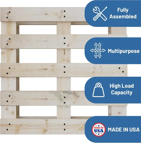 Miniatura 5 de Treaton, Paleta de madera de entrada de 4 vías para servicio pesado, 40 x 36 x 5 pulgadas, paleta de envío de madera dura de grado industrial