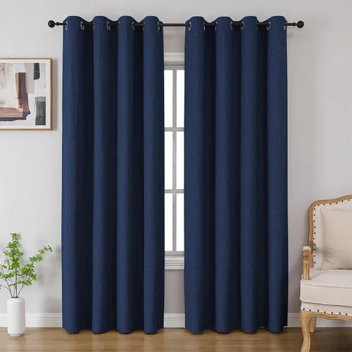 Miniatura 31 de CUCRAF - Juego de 2 paneles de cortinas de ventana con oscurecimiento total del 100%, de 54 pulgadas de largo, con aspecto de lino falso, cortinas