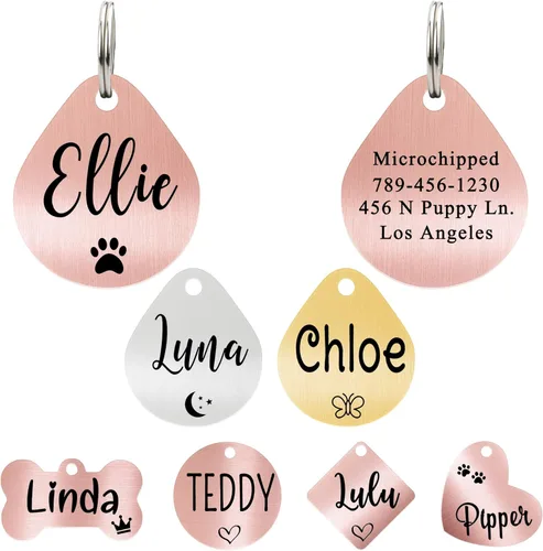 Miniatura 24 de Ultra Joys - Etiqueta personalizada de identificación para mascotas para perros, etiqueta de identificación de hueso de acero inoxidable cepillado