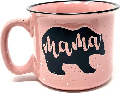 Taza de café de cerámica Mama Bear para mamá, esposa, mujeres – Taza de cerámica coral única – Regalos divertidos para ella en el Día de la Madre,