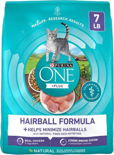 Purina ONE Hairball Formula, alimento para gatos premium, Fórmula para bolas de pelo