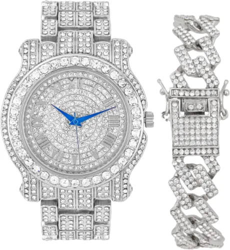 Miniatura 41 de Charles Raymond Bling-ed Out Ultimate Hip Hop Royalty Reloj para hombre con número romano de fácil lectura o indicadores de tiempo de diamantes