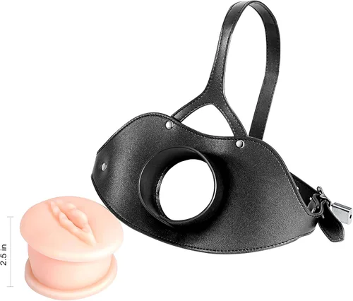 Miniatura 2 de BELSIANG Bozales de boca sexual oral, modelo grande de piel sintética, bozales de boca bloqueada (negro, grande)