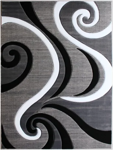 Miniatura 15 de Masada Rugs, Colección Sophia - Alfombra de área tallada a mano, moderna contemporánea, gris, blanco, negro (2 pies x 7 pies 3 pulgadas) - Pasillo