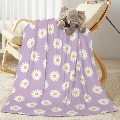 Miniatura 12 de Perinsto Manta floral de crisantemo rojo y rosa, ultra suave y cálida para todas las estaciones, manta decorativa de vellón para cama, silla