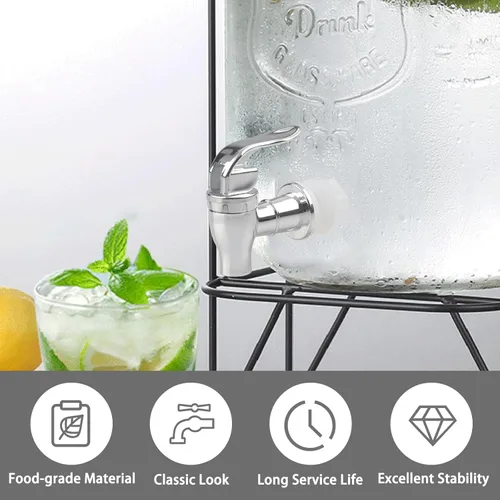 Miniatura 2 de 2 piezas de espita de repuesto para dispensador de bebidas, dispensador de bebidas, grifo de plástico plateado para tarro de vidrio, dispensador
