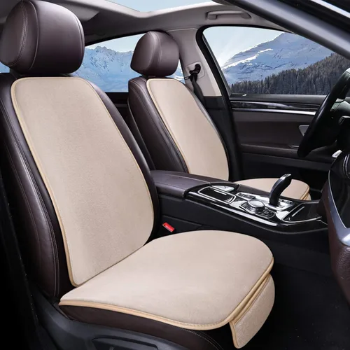 Fundas de asiento de automóvil de invierno solo para asientos delanteros, cojín de asiento de automóvil de piel de oveja con soporte trasero para