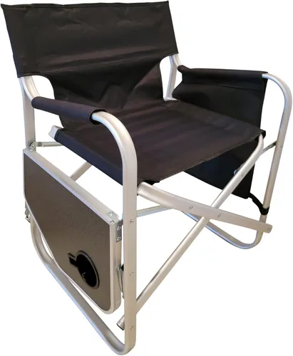 Miniatura 5 de Silla plegable de directores silla plegable con mesa auxiliar y portavasos, diseño XL Comfort (negro)