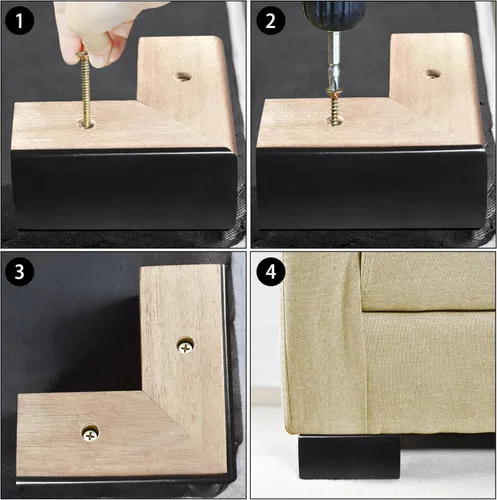Miniatura 6 de Patas de madera maciza para muebles, elevadores de cama en forma de L, patas de muebles para sofá, sillón, cómoda, gabinete, mesa, pies de sofá