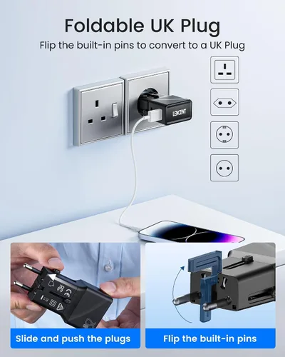 Miniatura 9 de Cruise Ship Essentials, adaptador aprobado por crucero con PD 25W USB C cargador rápido sin sobretensiones sin enchufes para Royal Caribbean Viking