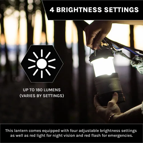 Miniatura 3 de Cascade Mountain Tech Linterna LED impermeable IPX4 desplegable con 4 modos de luz, paquete de 3
