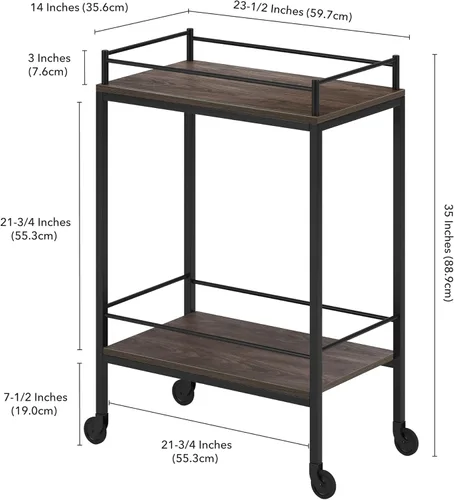 Miniatura 3 de Barnes - Carrito rectangular de 23,5 pulgadas de ancho, color marrón aliso