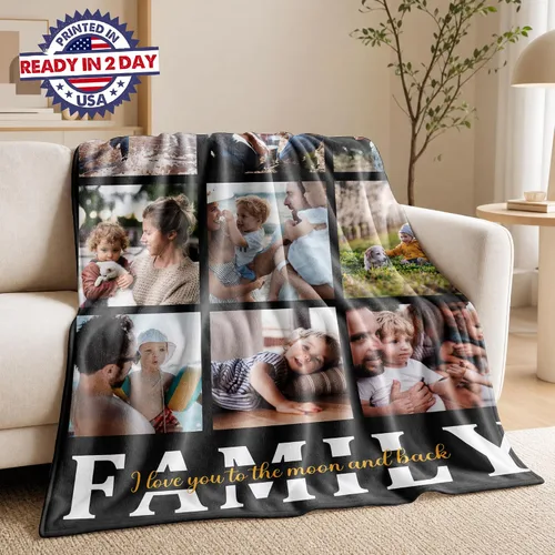 Miniatura 6 de Envío al día siguiente, manta personalizada con foto y texto impresos en EE. UU., cobijas con fotos personalizadas y mantas para lanzar, manta Foto