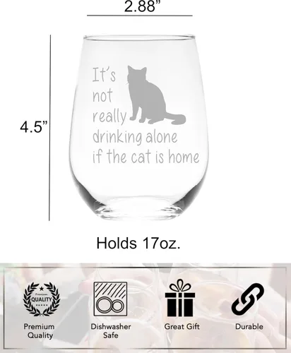 Miniatura 5 de C M The Cat is Home - Divertida copa de vino sin tallo, regalo temático de gato para mujeres y hombres, 17 onzas (estilo C1)