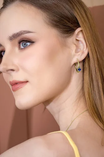 Miniatura 3 de Hoops Earrings for Women, Birthstone Earrings, Genuine or Synthetic Gemstone Earrings, Fashion Earrings, Trendy Earrings, Sterling Silver Hoop