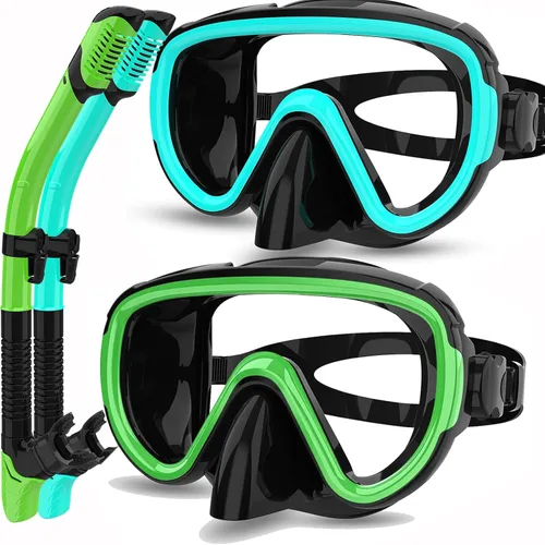 Miniatura 17 de Juego de 2 máscaras de esnórquel seco para adultos, máscara de buceo, gafas de natación, máscara de buceo, cubierta de nariz, buceo gratis