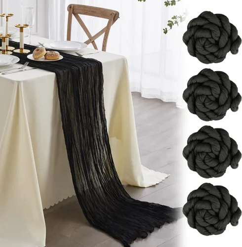 Miniatura 8 de Nialnant Camino de mesa de estopilla azul bebé, camino de mesa bohemio de 13 pies para cocina, cena, fiesta de Año Nuevo azul, decoración de bodas