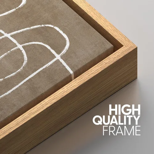Miniatura 583 de SIGNWIN Lienzo enmarcado para pared, arte con pinceladas de flujo neutro en tonos beige abstractos, ilustraciones, arte moderno, decorativo