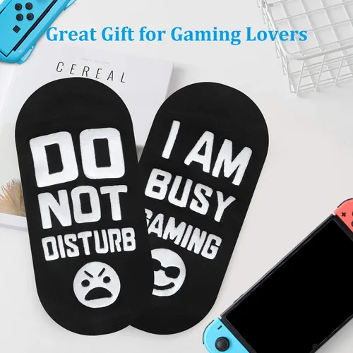 Miniatura 2 de Calcetines con texto en inglés "Do Not Disturb I'M Gaming", regalo para adolescentes y niños, calcetines para jugadores, para hombres, padre, papá