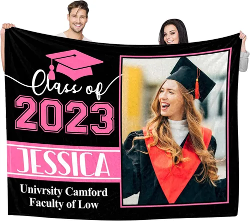 Miniatura 8 de YESCUSTOM Manta de graduado personalizada con collage de fotos, manta de fotos personalizada para graduados de clase de 2023, manta personalizada