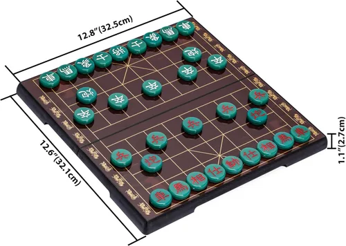Miniatura 3 de Yellow Mountain Imports Ajedrez Chino (Xiangqi) Juego de Mesa Magnético de Viaje (12.8 Pulgadas) con Piezas de Juego de Color Jade