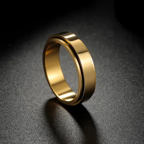 Miniatura 16 de Anillos giratorios para la ansiedad para hombre, anillos clásicos de cadena para mujeres y adultos, anillo de acero de titanio