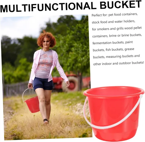 Miniatura 6 de Cubo de agua de plástico con asa, cubo multiusos portátil para jardinería en casa, playa y riego de perros, lavado ligero y duradero