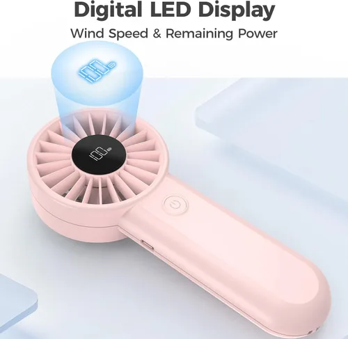 Miniatura 6 de AMACOOL Ventilador de mano portátil, motor de alta potencia, viento de 5 velocidades, enfriamiento de 12 horas, mango cómodo ergonómico, recargable