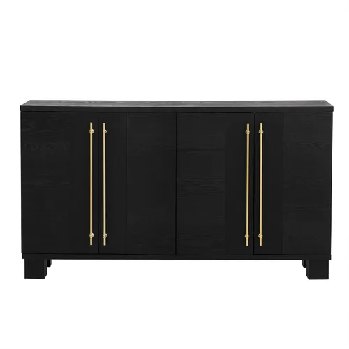 Miniatura 13 de LUMISOL Aparador de buffet negro vintage, gabinete de almacenamiento americano con estante ajustable, consola de 4 puertas, soporte para TV de hasta